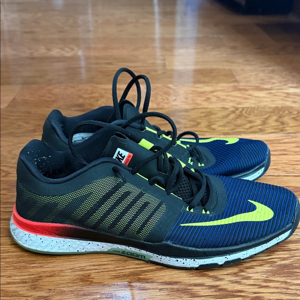 Nike Black and Blue Sneakers with Neon Accents